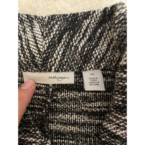 NEW $89 Halogen Womens XS  Zip Up jacket Black Ivory Tweed Asymmetrical - Picture 4 of 11